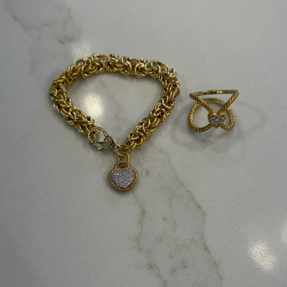 Judith Ripka Jewelry - Judith Ripka Gold Clad Sterling Silver Verona Byzantine Heart Bracelet+Ring Set